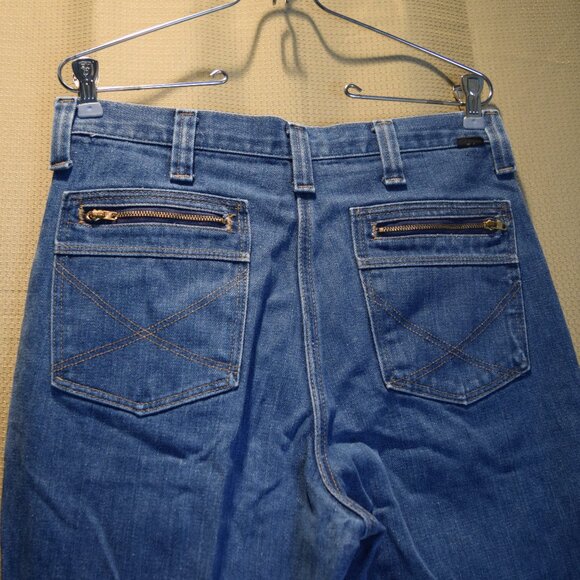 1970s MAVERICK Vintage Mens Jeans 32x 36 Disco Wide Leg Flare Denim EXCELLENT - Picture 12 of 15